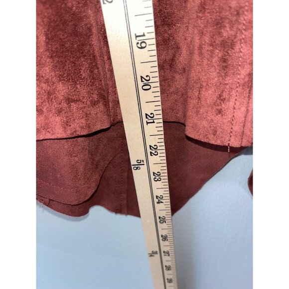 Market & Spruce Womens Rust Faux Suede Waterfall Open Front Jacket With Zipper P - Picture 3 of 9